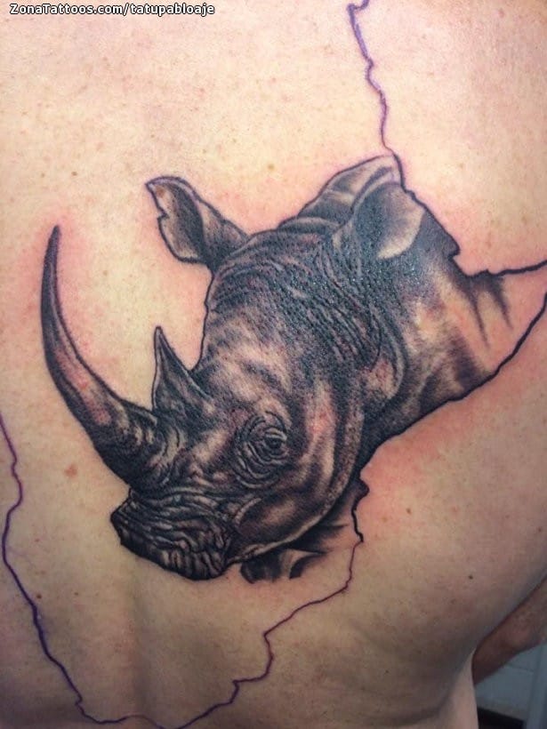 Foto de tatuaje Rinocerontes, Animales, Espalda