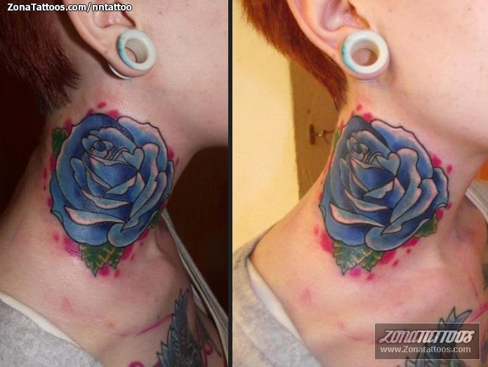 Foto de tatuaje Rosas, Flores, Cuello