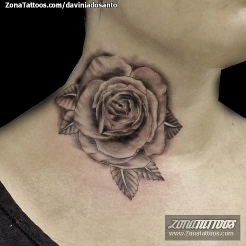 Tattoo photo Flowers, Roses, Neck