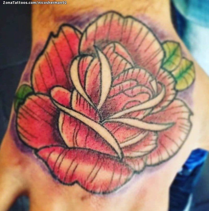 Tattoo photo Roses, Flowers, Hand