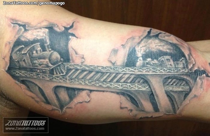 Foto de tatuaje Trenes, Vehículos, Grietas