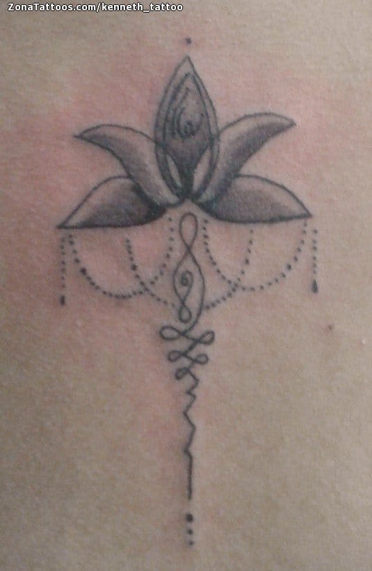 Tattoo photo Unalomes, Lotus, Back