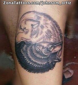 Tattoo of Yin Yang, Wolfs, Animals