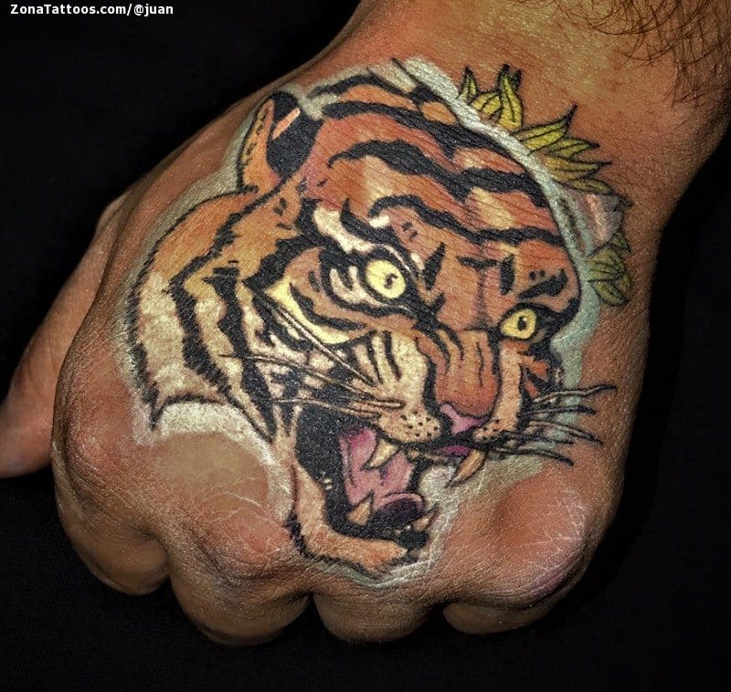 Tattoo of Tigers, Animals, Hand