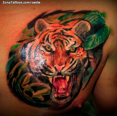 Foto de tatuaje Tigres, Animales, Pecho