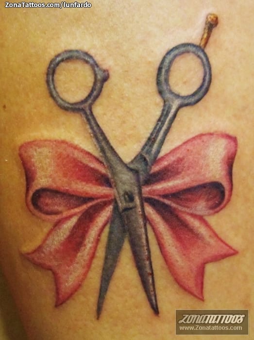Tattoo of Scissors, Ribbons, Barber Shop