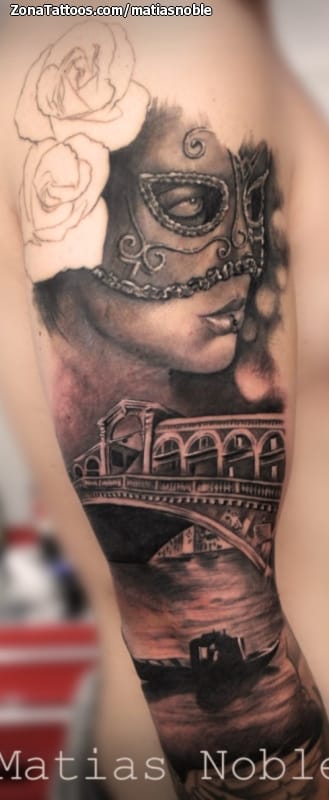 Foto de tatuaje Paisajes, Ciudades, Máscaras