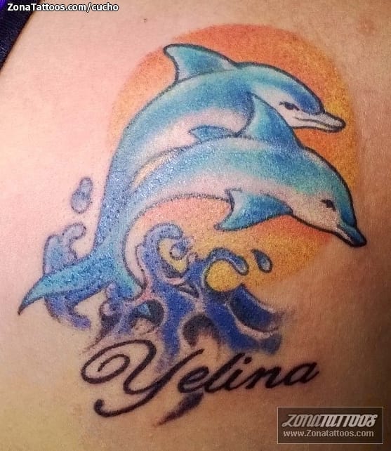 Foto de tatuaje Delfines, Animales