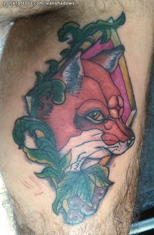 Foto de tatuaje Zorros, Animales, Hojas